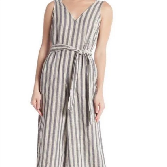 Max Studio Pants - Max Studio Striped casual linen jumpsuit sz L